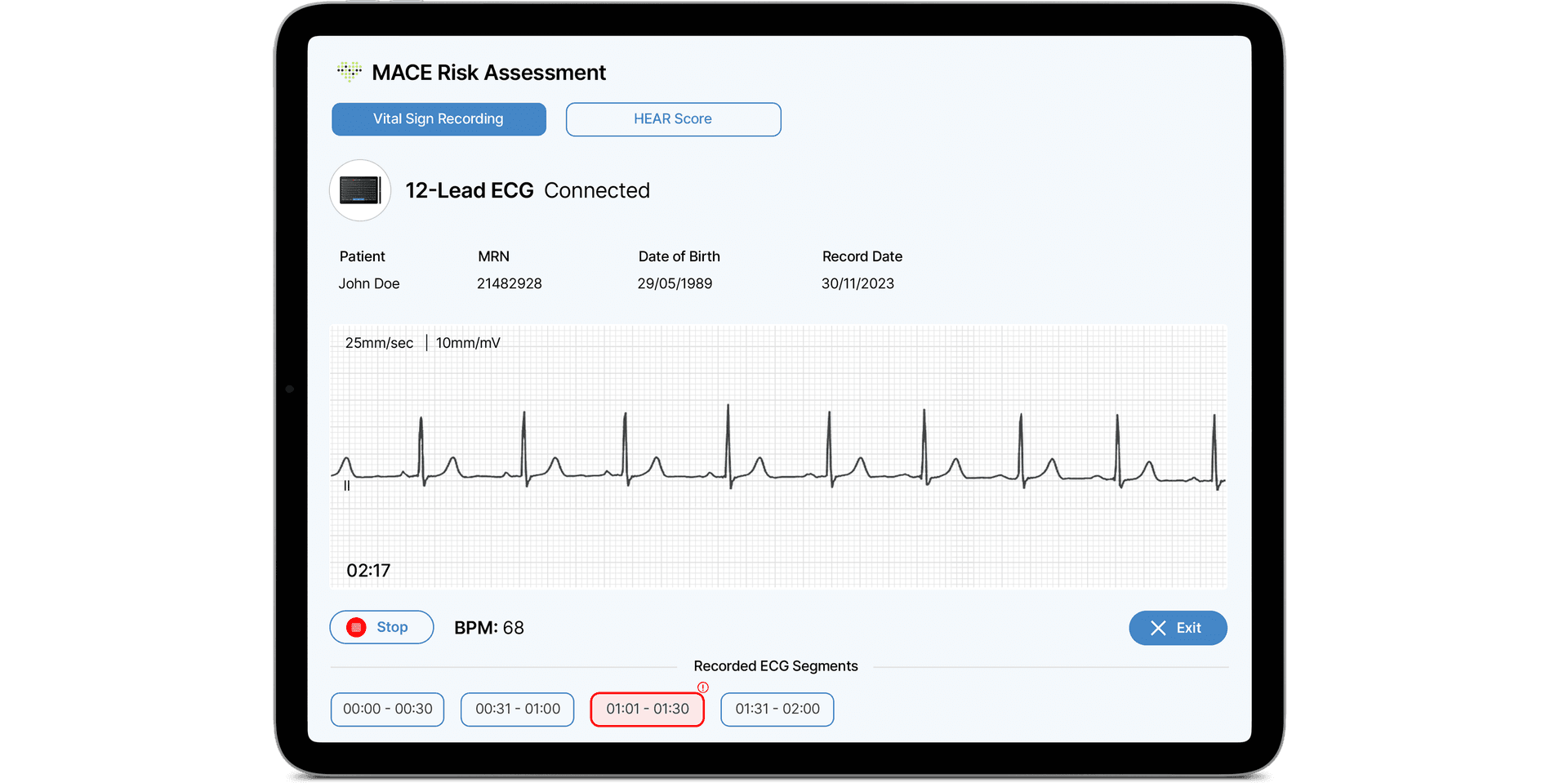 aiTriage software running on a tablet